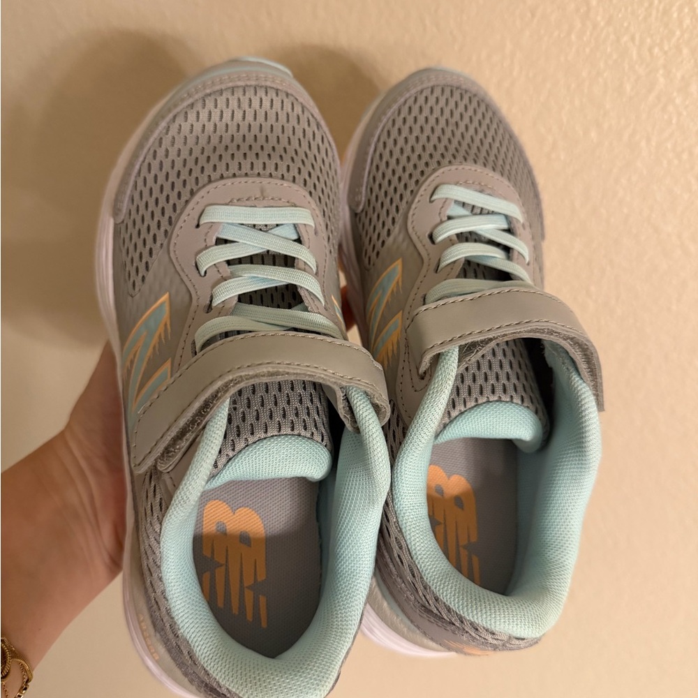 New Balance Kids Gray and Teal Sneakers